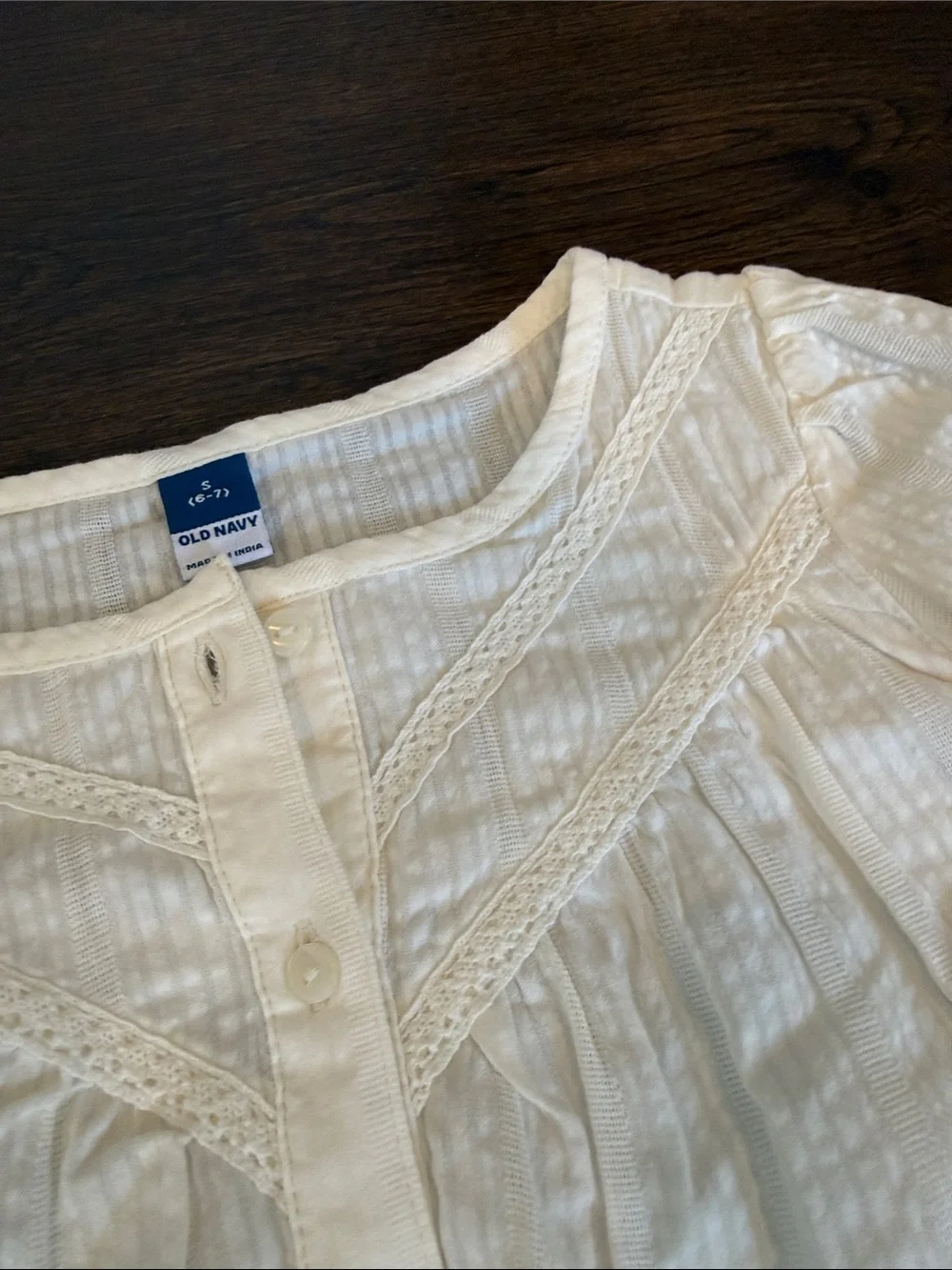 Old Navy Cream Button-Front Peasant Blouse for Girls
